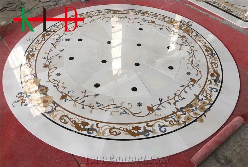 China Composited Round Water Jet Cut Marble Tiles