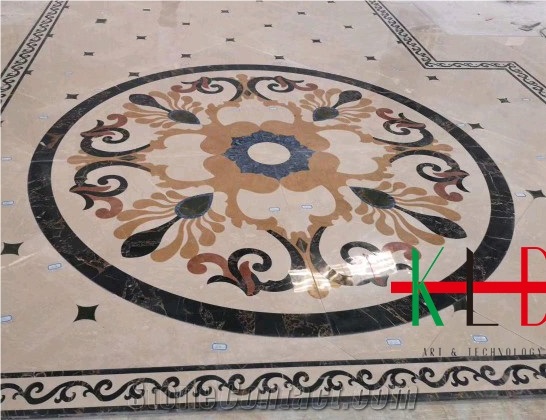 China Composited Round Water Jet Cut Marble Tiles