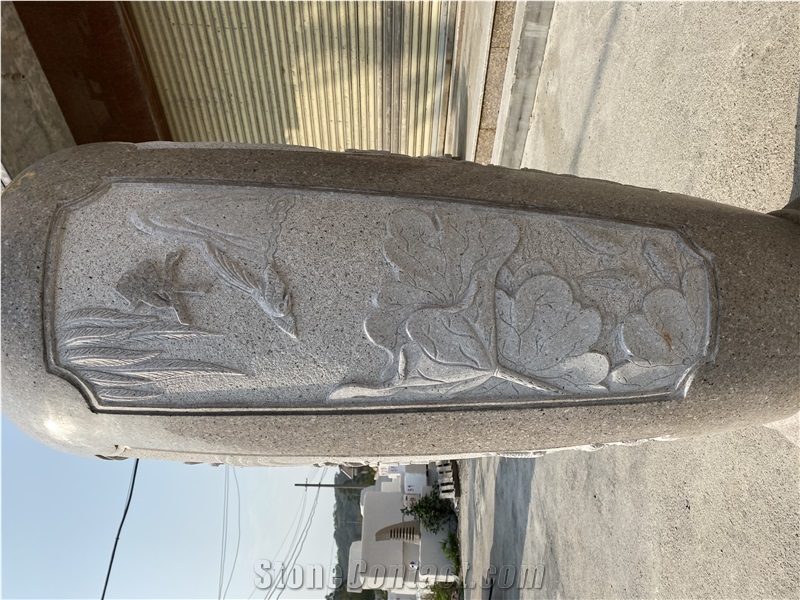 China Granite Tall Vases Big Carving Flower Vase