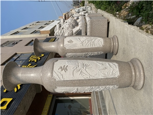 China Granite Tall Vases Big Carving Flower Vase