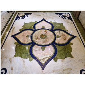China Lemon Ice Marble Waterjet Medallion Tile