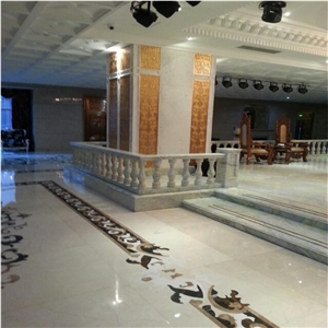 China Lemon Ice Marble Waterjet Medallion Tile