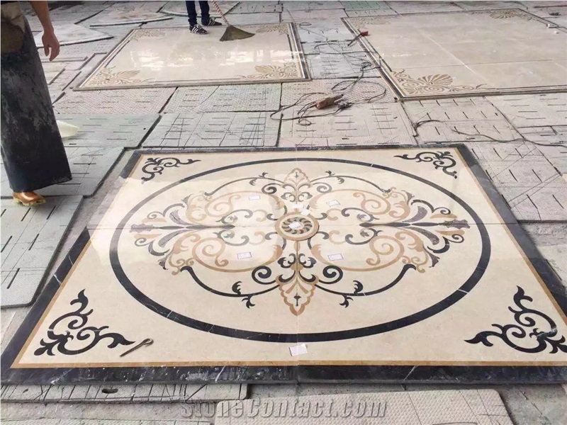 China Multicolor Marble Water Jet Medallion