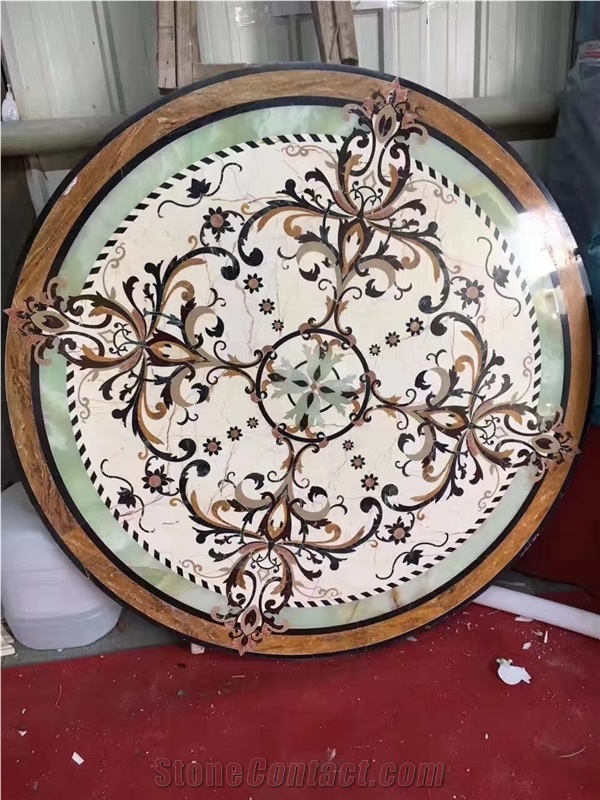 China Multicolor Marble Water Jet Medallion