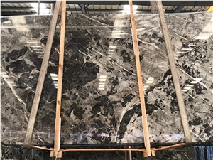 China Panda Grey Marble Slab Tiles Book Matched