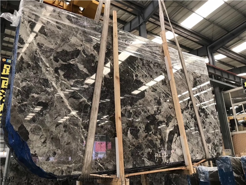 China Panda Grey Marble Slab Tiles Book Matched