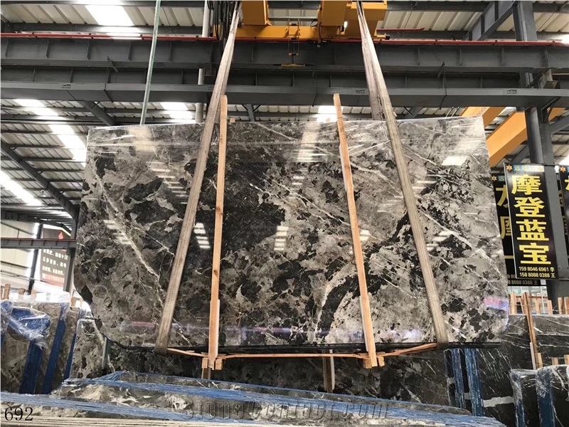 China Panda Grey Marble Slab Tiles Book Matched
