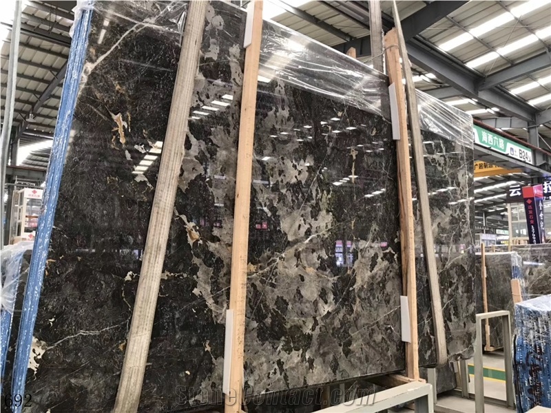 China Panda Grey Marble Slab Tiles Book Matched
