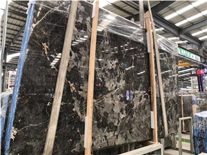 China Panda Grey Marble Slab Tiles Book Matched