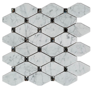 China Volakas Marble Mix Glass Mosaic Pattern