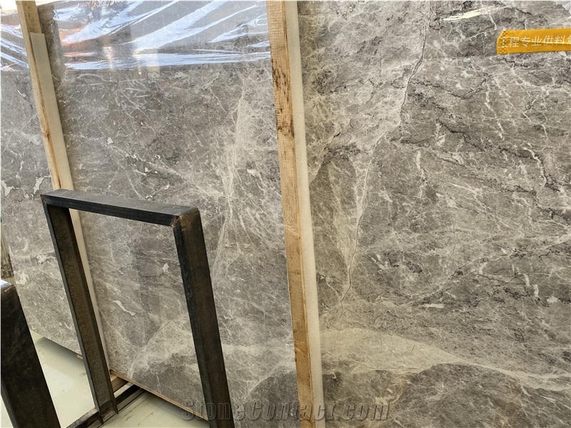 Chinese Athena Grey Marble Slabs with White Waves