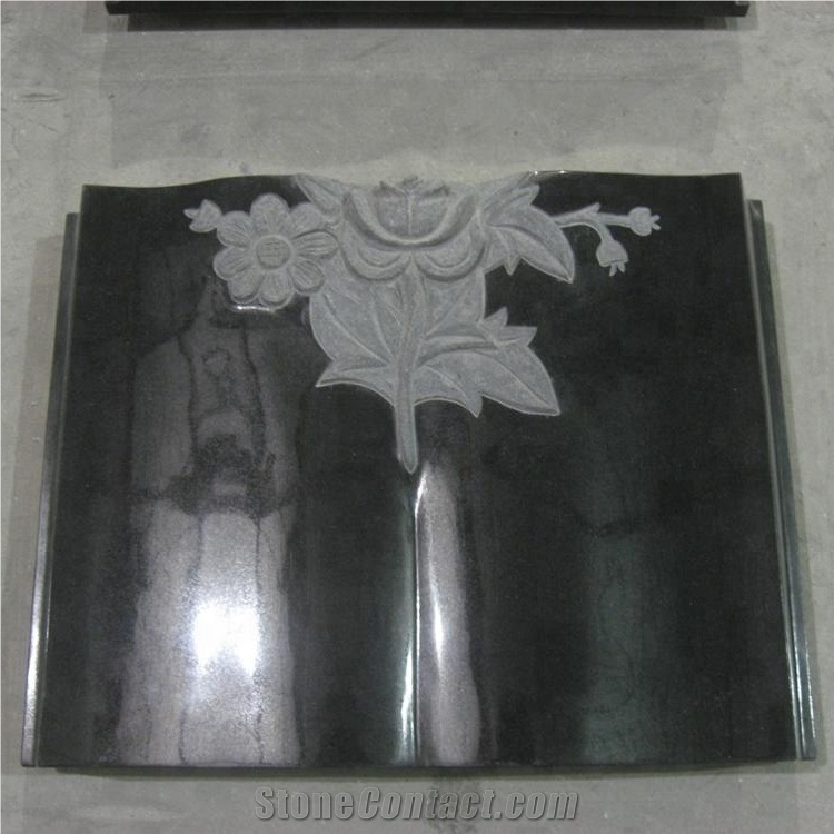 Chinese Granite Open Book Memorial Tombstone