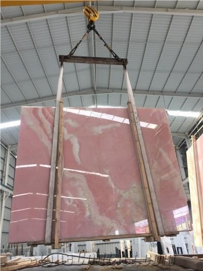 Chinese Pink Polished Onyx Slabs & Tiles