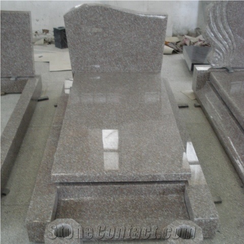 Custom Made Funeral Red Granite Tombstone