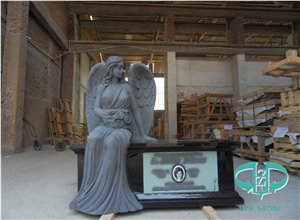 Custom Monument/Gravestone with Carved Angel/Cross