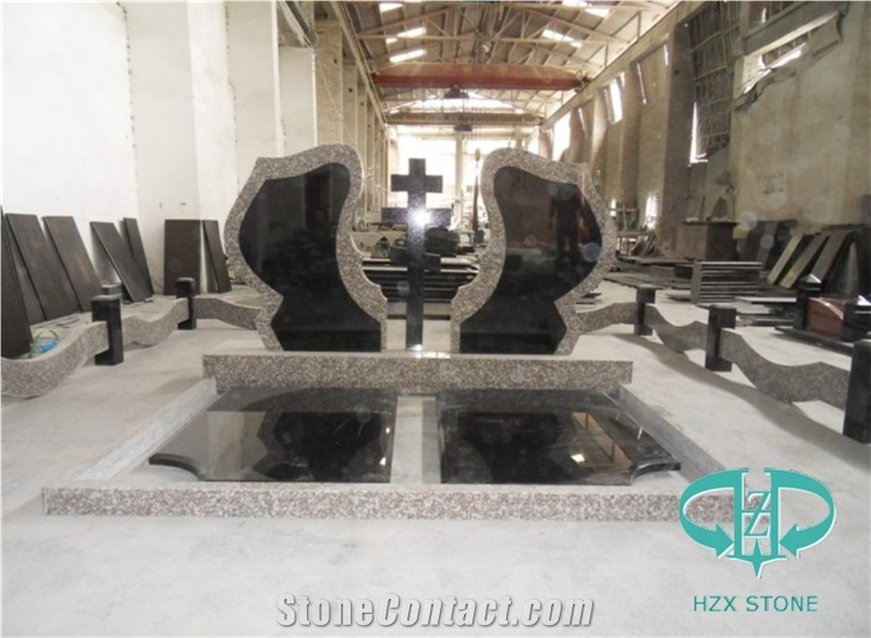 Custom Monument/Gravestone with Carved Angel/Cross