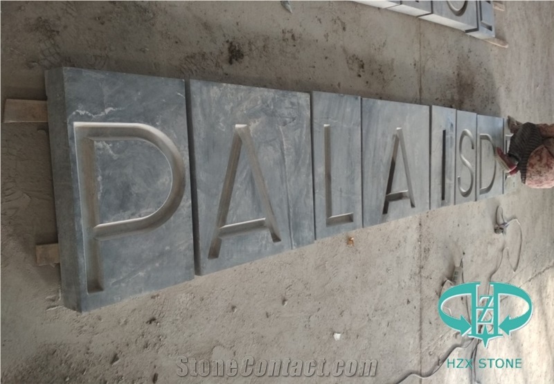 Dark Grey Limestone Honed Top Lettering