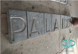 Dark Grey Limestone Honed Top Lettering