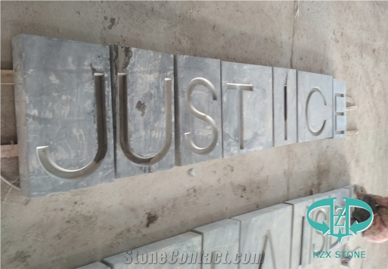 Dark Grey Limestone Honed Top Lettering