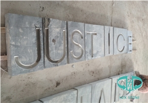Dark Grey Limestone Honed Top Lettering