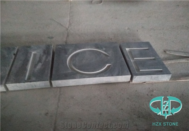 Dark Grey Limestone Honed Top Lettering