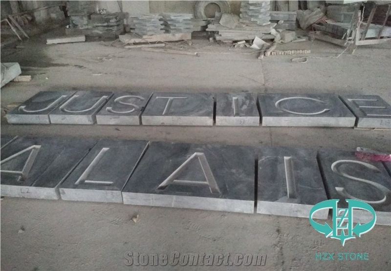 Dark Grey Limestone Honed Top Lettering