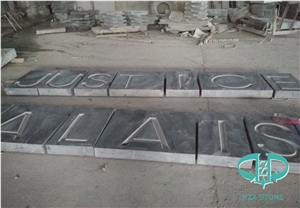 Dark Grey Limestone Honed Top Lettering