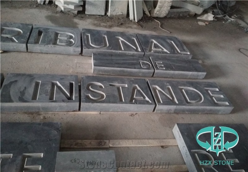 Dark Grey Limestone Honed Top Lettering
