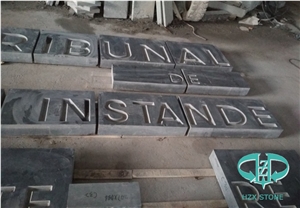 Dark Grey Limestone Honed Top Lettering
