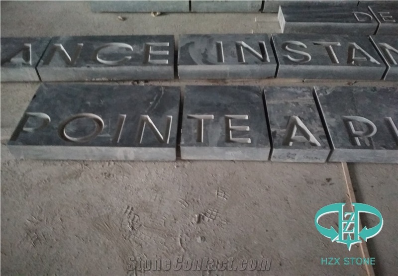 Dark Grey Limestone Honed Top Lettering
