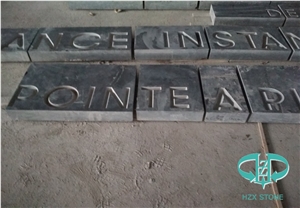 Dark Grey Limestone Honed Top Lettering