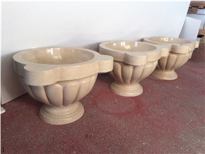 Egypt Beige Marble Flower Sink Natural Stone Sink