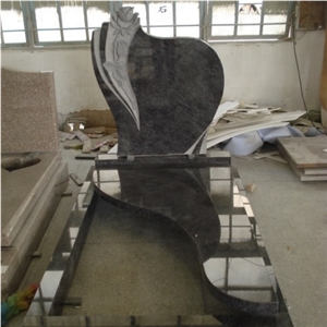 European Granite Tombstone Headstone with Rose