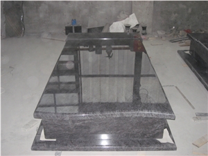 European Polished Grey Granite Graving Tombstone