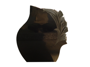European Style Black Upright Headstone with Rose