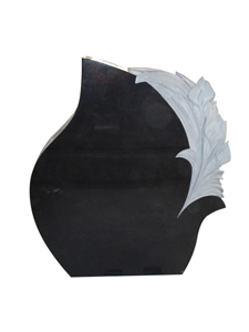 European Style Black Upright Headstone with Rose