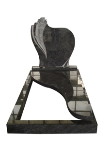 European Style Black Upright Headstone with Rose