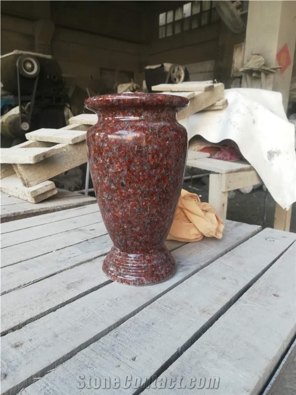 European Style Tombstone Granite Vase and Lamp