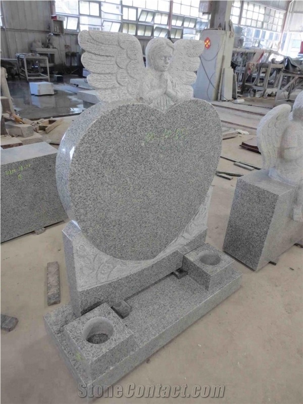 European Styple Granite Tombstone with Baby Angel