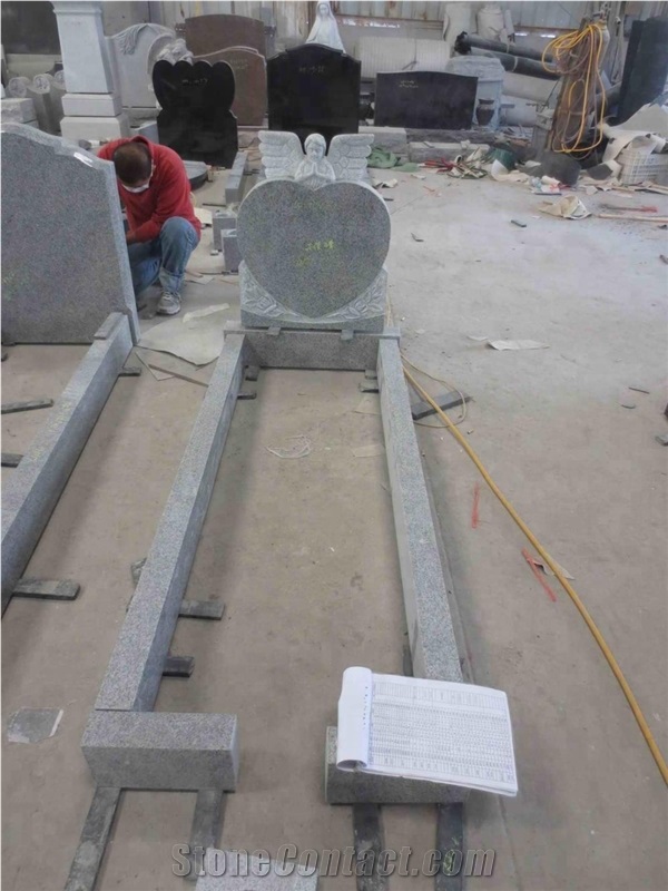 European Styple Granite Tombstone with Baby Angel