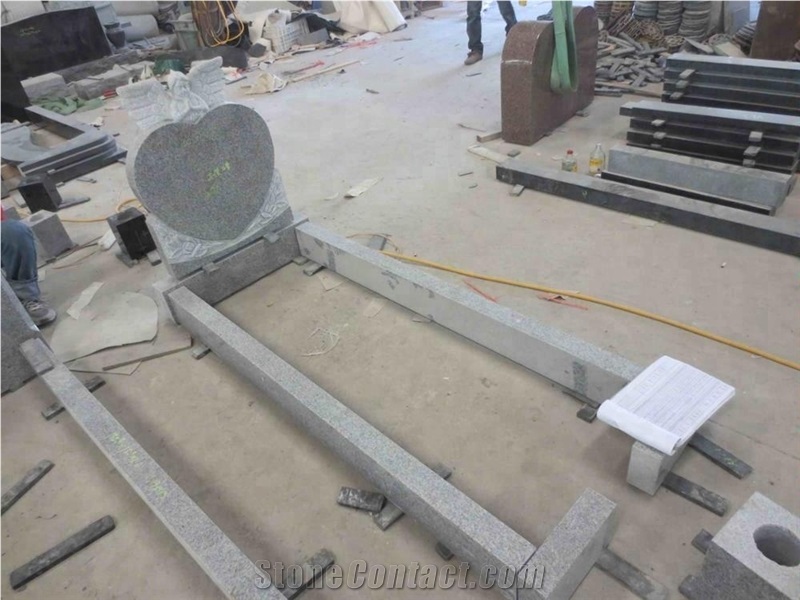 European Styple Granite Tombstone with Baby Angel