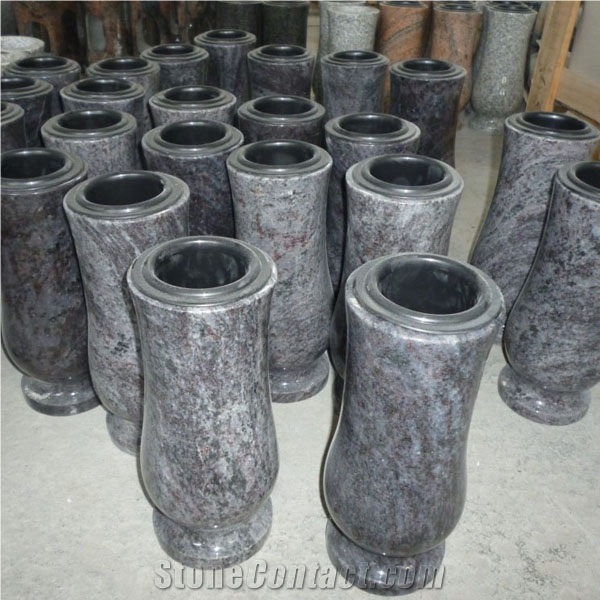 European Type Granite Cemetery Lamps and Vases