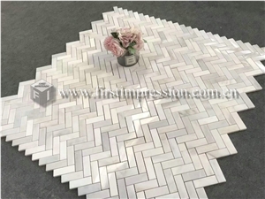 Famous Italy Calacatta White Marble Mosaic Tiles