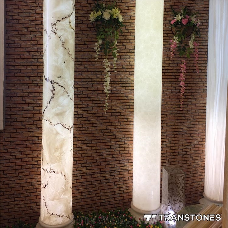 Faux Translucent Snow White Alabaster Column