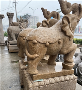 Garden Sculpture Yellow Granite Handcarved Statues