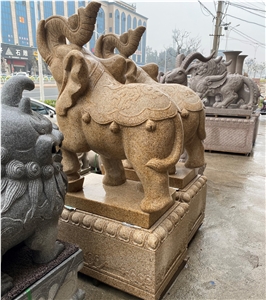 Garden Sculpture Yellow Granite Handcarved Statues