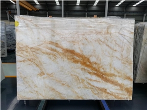 Gold Color Polished Marble Flooring Slabs