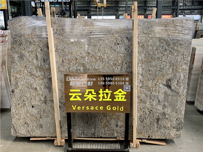 Golden Grey Marble Slabs Tiles,Tundra Gold Spider