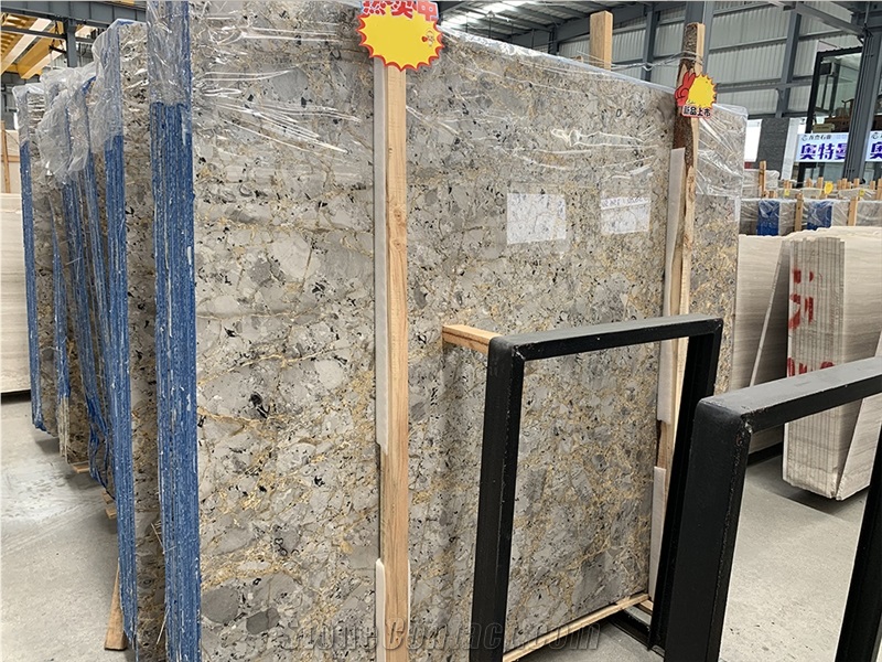 Golden Grey Marble Slabs Tiles,Tundra Gold Spider