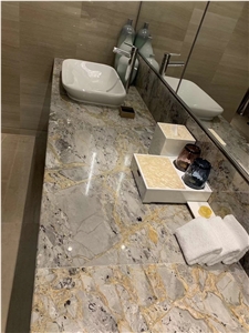 Golden Grey Marble Slabs Tiles,Tundra Gold Spider